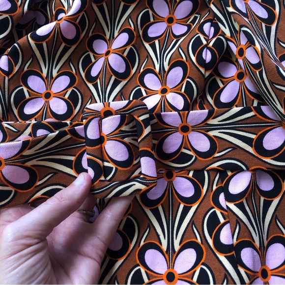 ASOS Luxe Extreme Sleeve Belted Mini Dress Retro Floral Off Shoulder - Picture 11 of 16